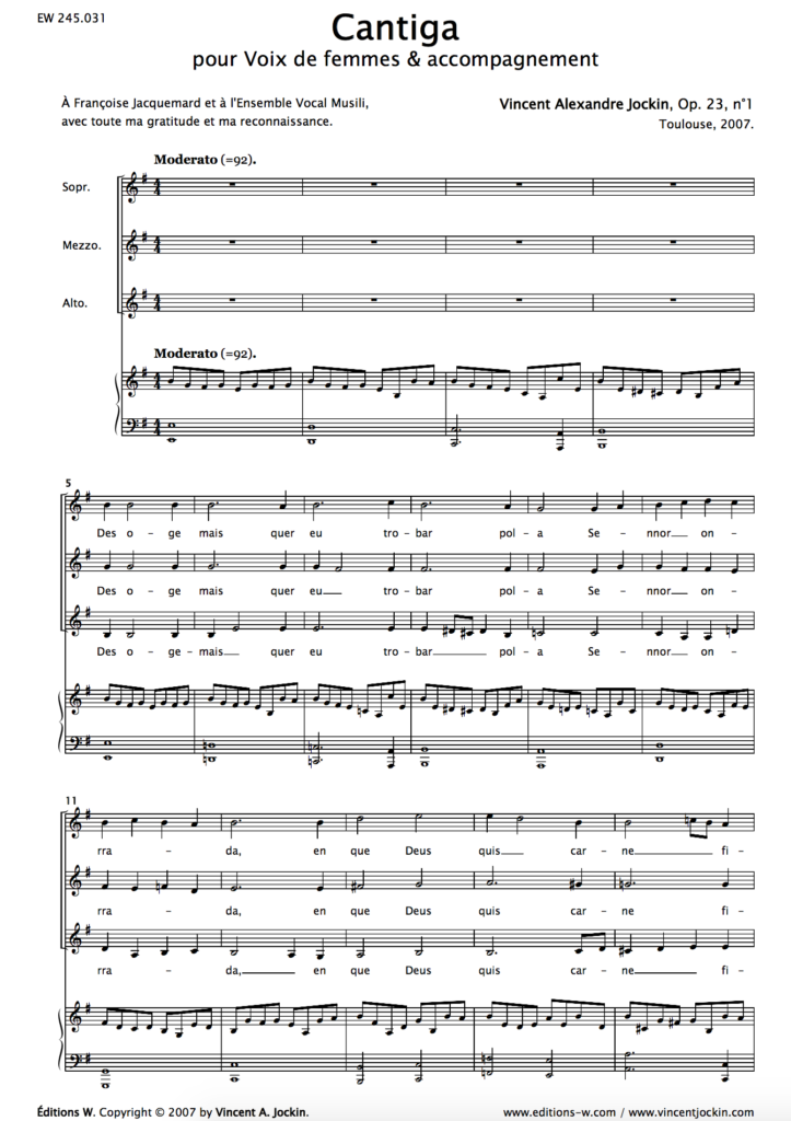 Cantiga, Op. 23, No. 1