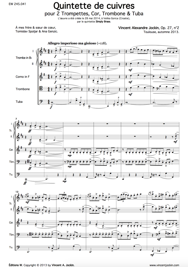 Brass Quintet, Op. 27, No. 2